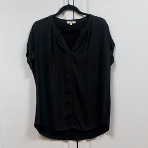 "Pleione" Black V Neck Blouse